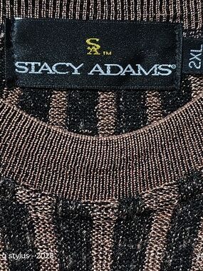 STACEY ADAMS Metallic Bronze & Black Knit Short Sleeve Sweater 2XL ( nwot 😲🔥)